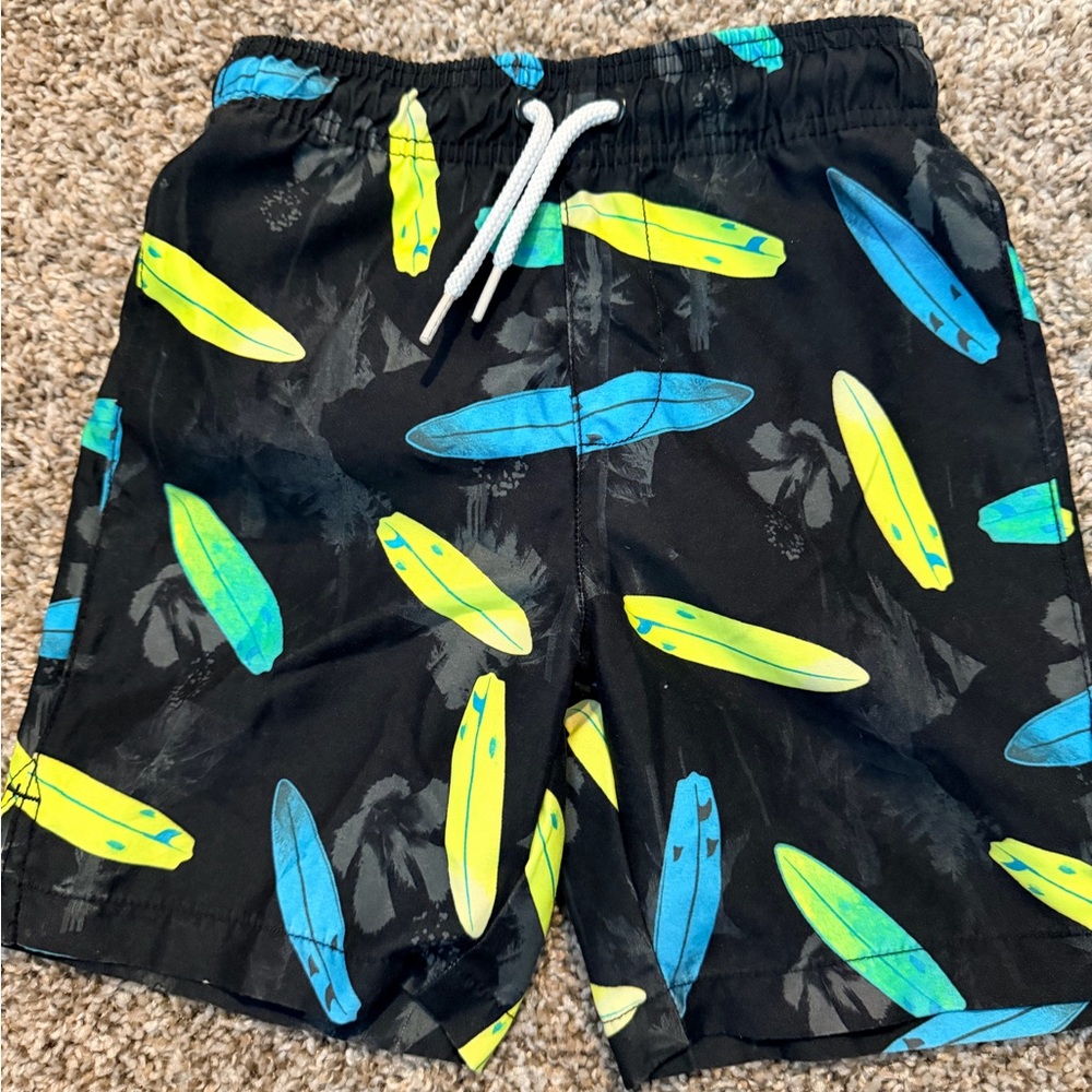 Sporto Kids Surfboard Print Shorts - Black, Blue, Yellow